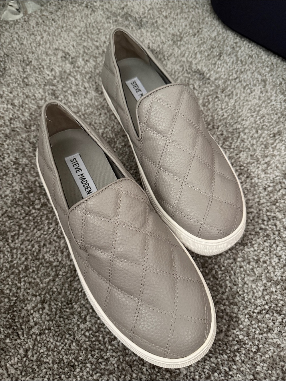 Steve Madden Quilted Slip-On Sneakers in Light Taupe